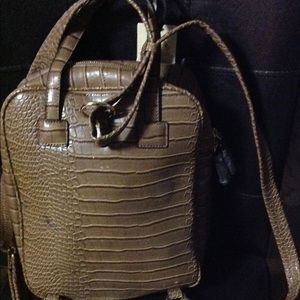 Vegan leather croc tan color backpack